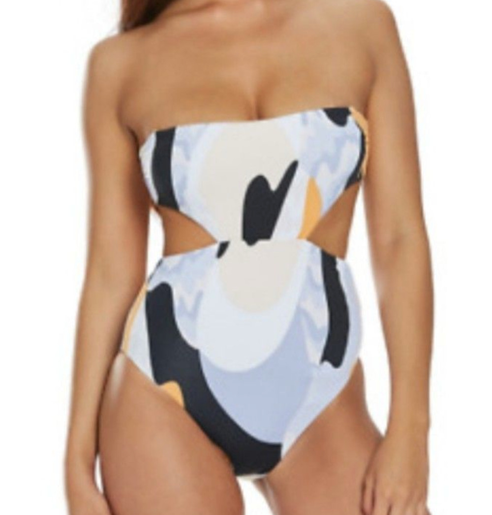 NEW BCBGENERATION SAVAGE BANDEAU HALTER ONE PIECE SWIMSUIT SZ S